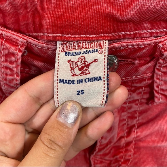 True Religion Straight Leg Low Rise Red Jeans Size 25 - Picture 3 of 9